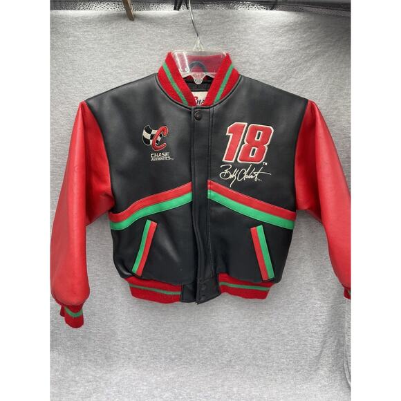 Chase Authentics Bobby Labonte Faux Leather Jacket Red Kids Size 6 Vintage - Picture 1 of 9
